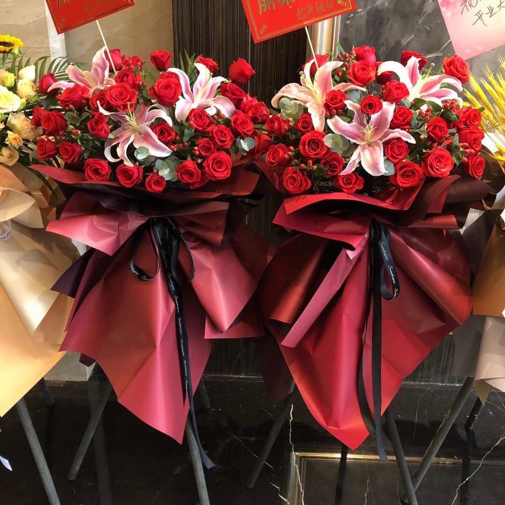 【鸿运昌盛】(一个)红玫瑰配百合混搭开业花篮开业庆典活动开业签售会演唱会祝贺送朋友