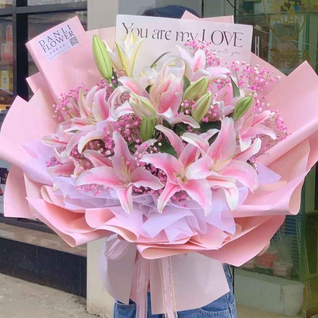 【重要的事】5枝多头粉百合花配满天星花束母亲节鲜花送妈妈长辈鲜花店送花上门生日礼物