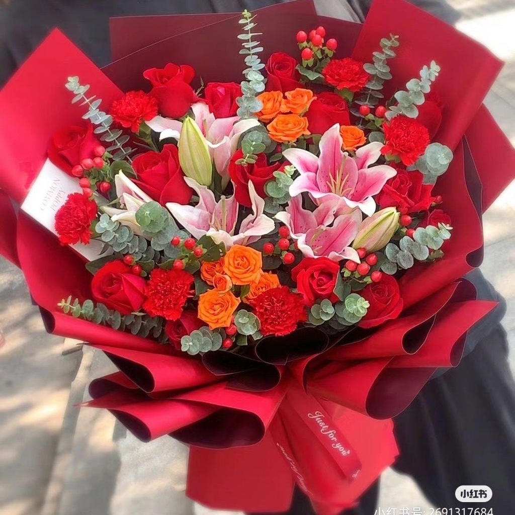 【百事顺心】百合红玫瑰康乃馨混搭花束生日鲜花颁奖花束乔迁花束送长辈送父母