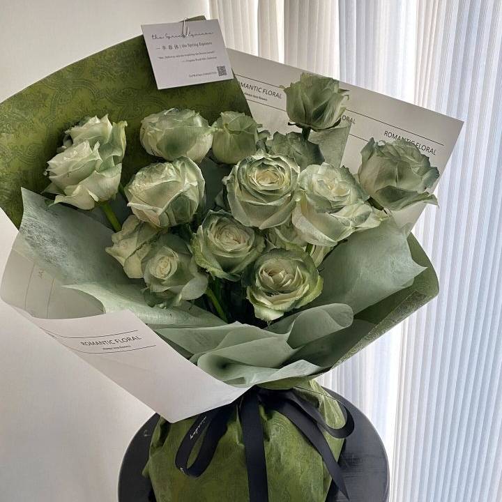 【浮光】16枝苏格兰绿玫瑰花束生日花束送女友送老婆送老公朋友花店鲜花送花上门