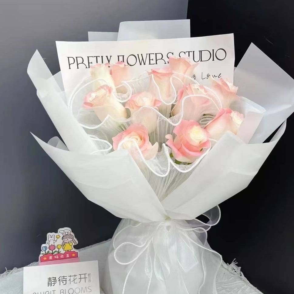 【浪漫不渝】11枝粉玫瑰花束火烈鸟粉送女友送爱人送闺密情人节礼物520告白花束