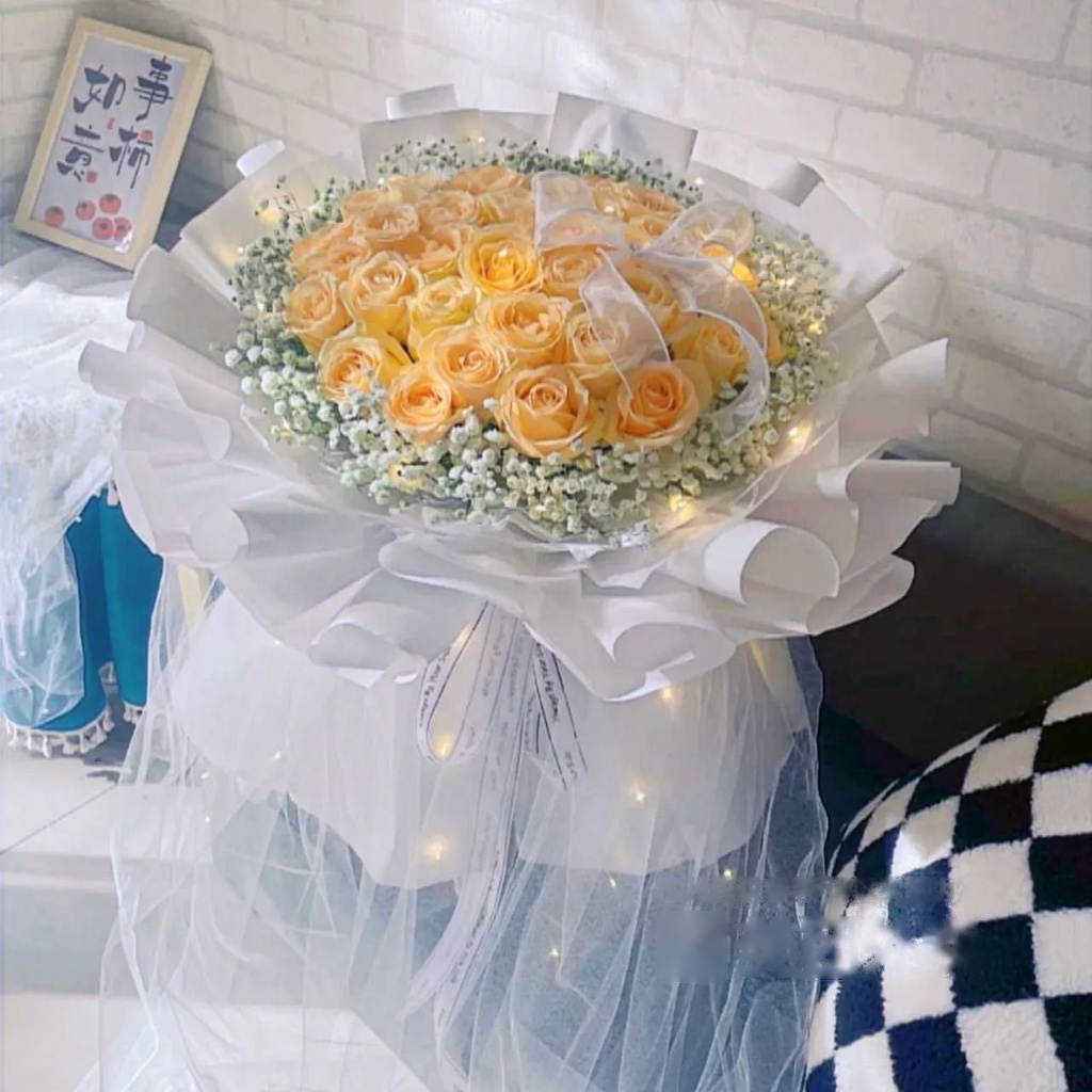 【钟情于你】33朵香槟玫瑰花束生日花束生日礼物生日鲜花花店送花上门