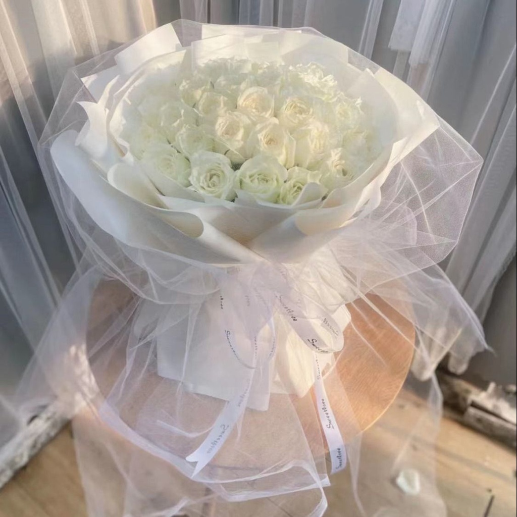 【高雅】33朵白玫瑰白纱款鲜花花束送爱人送朋友附进花店送花上门
