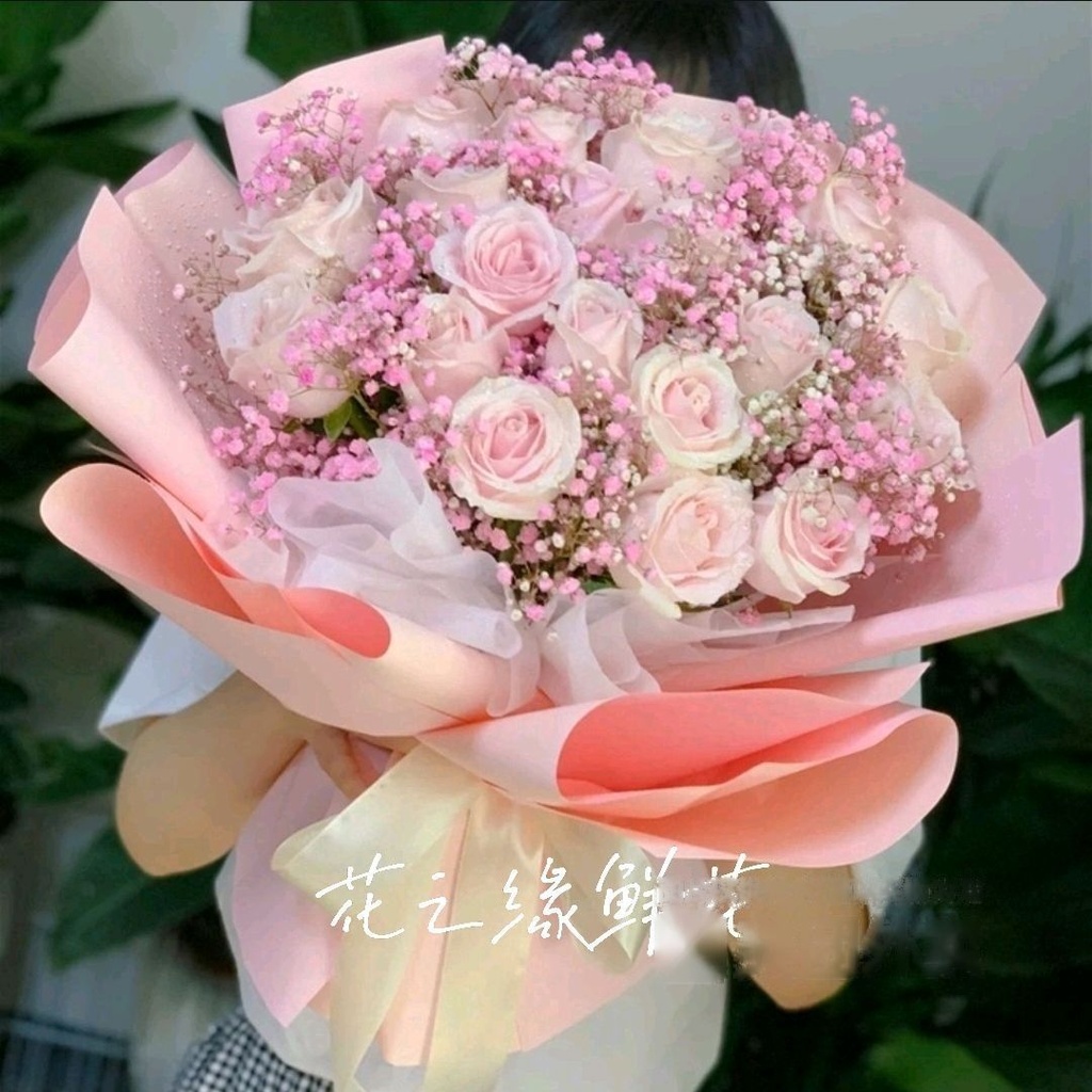 【美好时光】19枝粉玫瑰满天星花束