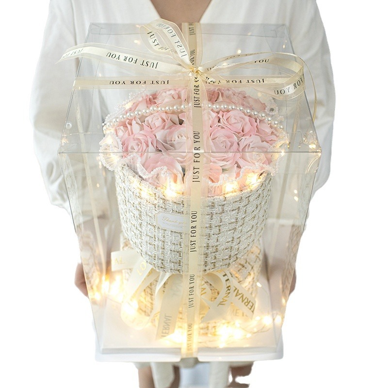 小香风永生香皂荔枝粉玫瑰花束生日礼物送女朋友毕业季创意礼品