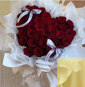 【给你比个心】33枝红玫瑰心型花生日鲜花束送女友送老婆送闺蜜花店鲜花送花上门