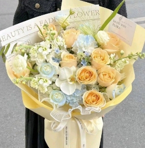 【浪漫有约】11朵香槟紫罗兰混搭花束生日鲜花送女友送老婆送闺蜜花店鲜花送花上门
