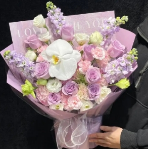 【星夜绮梦】11枝紫玫瑰紫玫瑰蝴蝶兰混搭花束生日鲜花送女友送老婆送闺蜜花店鲜花送花上门