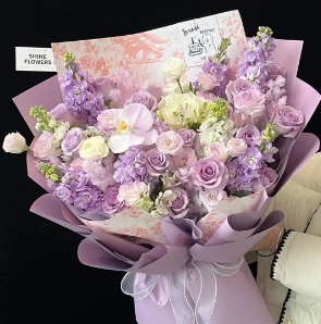 【紫悦兰心】紫玫瑰混搭花束生日鲜花送女友送老婆送闺蜜花店鲜花送花上门