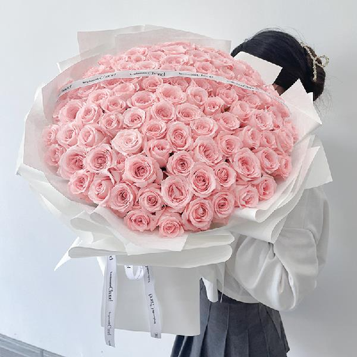 [HZY000772] 粉色玫瑰花99朵粉玫瑰99朵玫瑰花生日鲜花表白花束送女孩子老婆花店送花上门