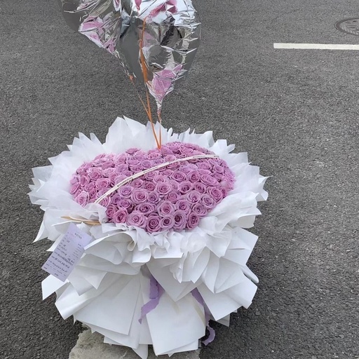 [HZY000973] 【海洋之歌】99朵紫玫瑰99朵玫瑰花气球花束生日礼物送女孩子老婆求婚鲜花店送花上门