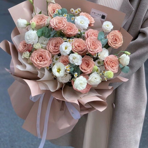 [HZY000021] 【似水流连】19枝卡布奇诺白桔梗混搭花束生日鲜花送闺蜜送女友送老婆送朋友花店鲜花送花上门