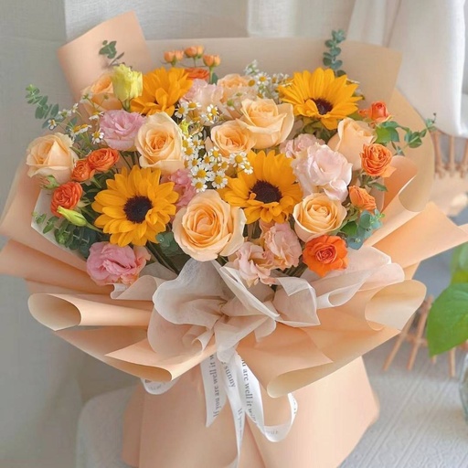 [HZY000035] 【前程似锦】向日葵香槟混搭花束生日鲜花颁奖花束乔迁花束毕业花束
