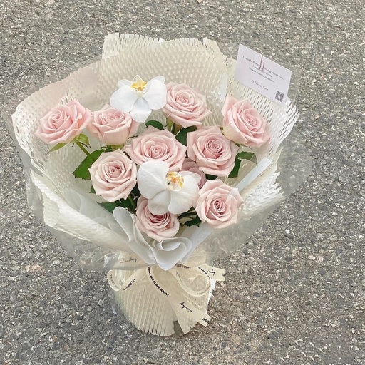 [HZY000331] 【新的白昼】11朵曼塔搭配2朵蝴蝶兰混搭鲜花花束送爱人送朋友附近花店送花上门