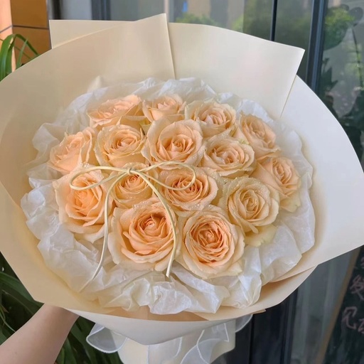 [HZY000447] 【可爱多】19朵香槟玫瑰圆形花束精致款鲜花花束附近花店送花上门