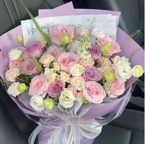 [HZY001863] 【专属浪漫】8朵粉玫瑰4朵紫玫瑰混搭花束生日鲜花送女友送老婆送闺蜜花店鲜花送花上门